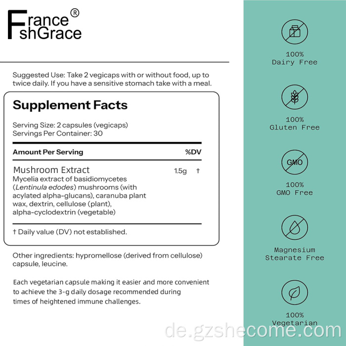 Pilzpflanzenextrakt Supplement unterstützen Immungesundheit